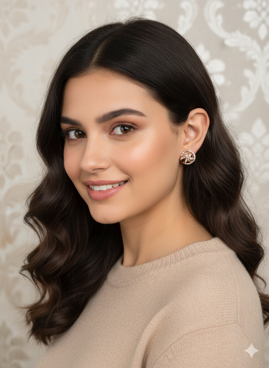 254 pcs 3 (12) AD Earring (Rose Gold) - Image 1