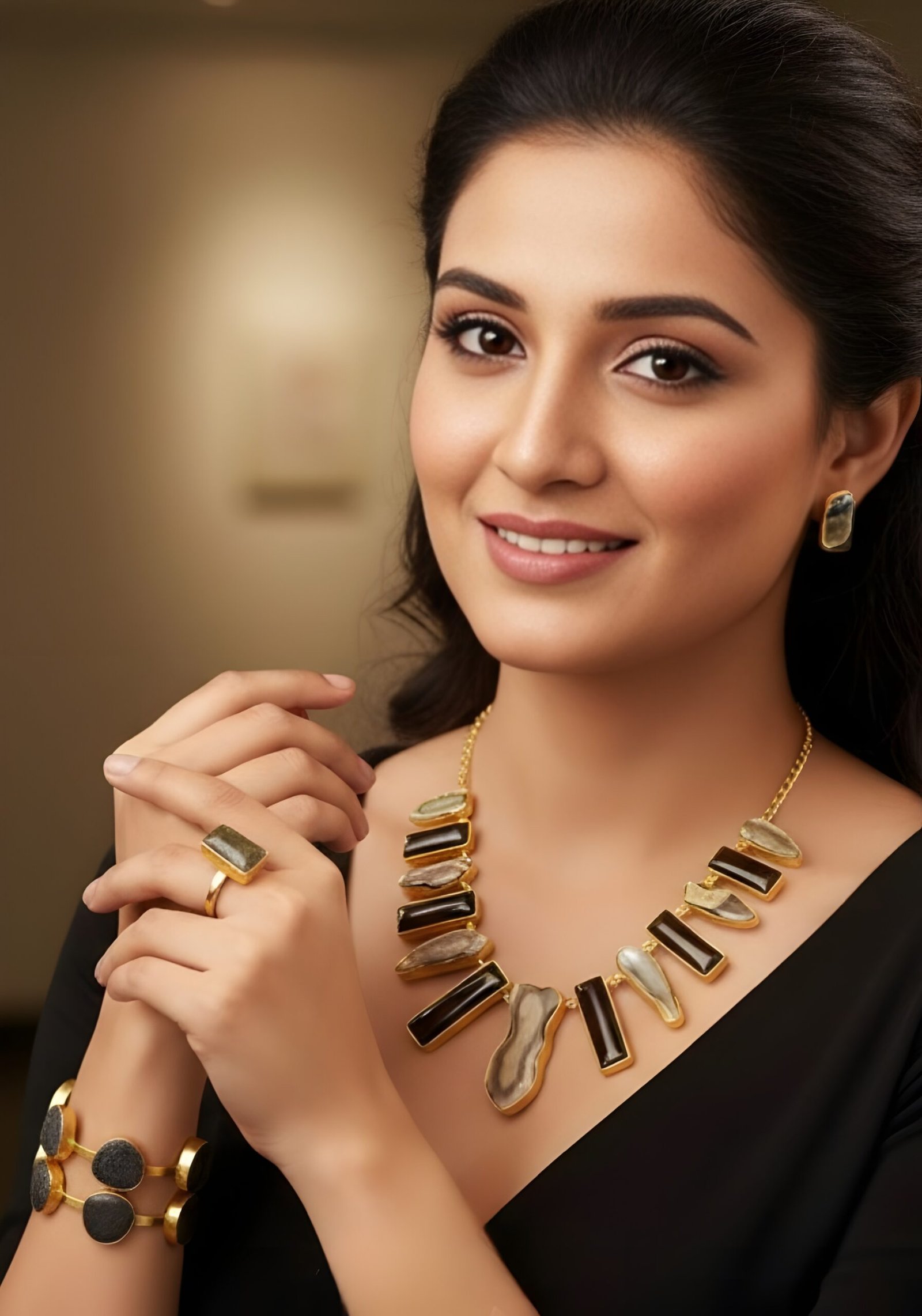 lightgreen-stone-Set-17380 Real Light Green Stone Necklace Set - Image 1